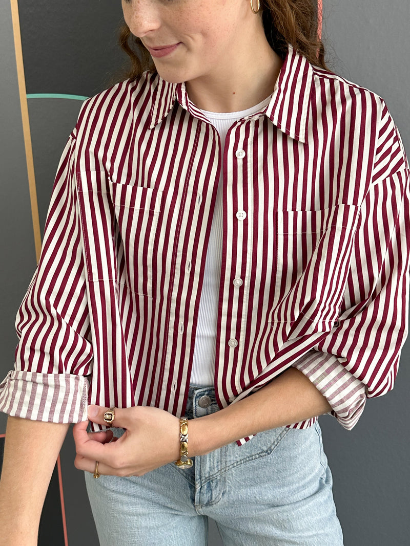 Academy Button Down Cropped Shirt