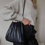 Carrie Pleated Shoulder Bag - Black