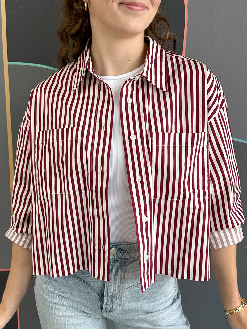 Academy Button Down Cropped Shirt