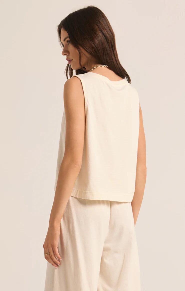 Sloane V Neck Top - Sea Salt