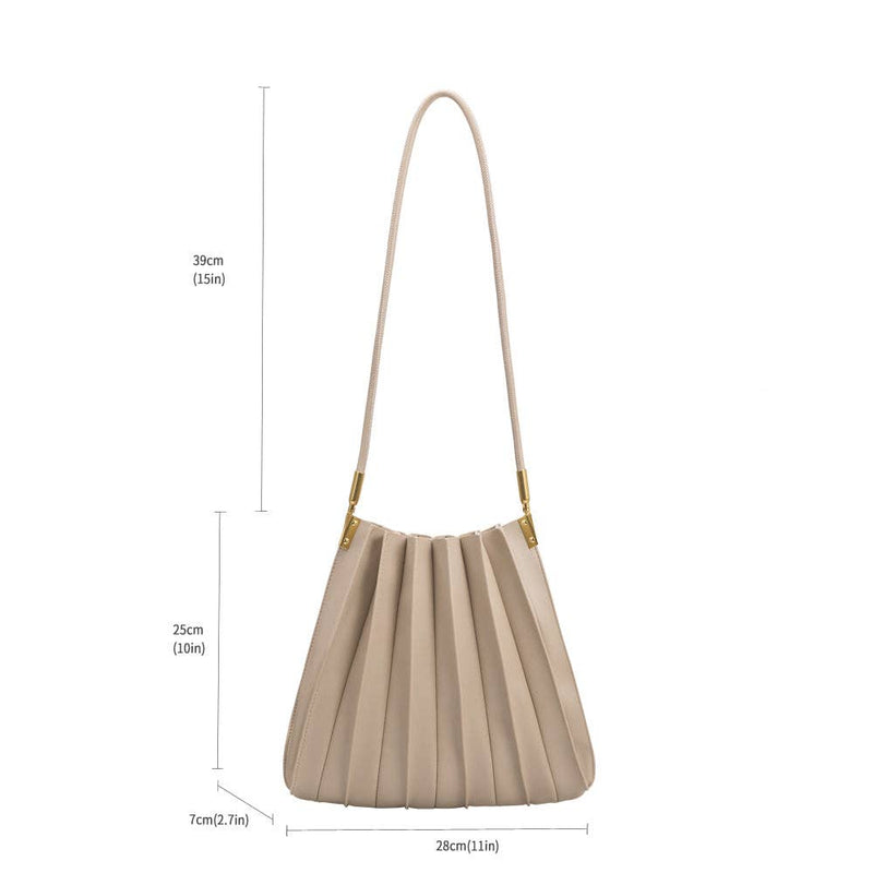 Carrie Pleated Shoulder Bag - Mushroom